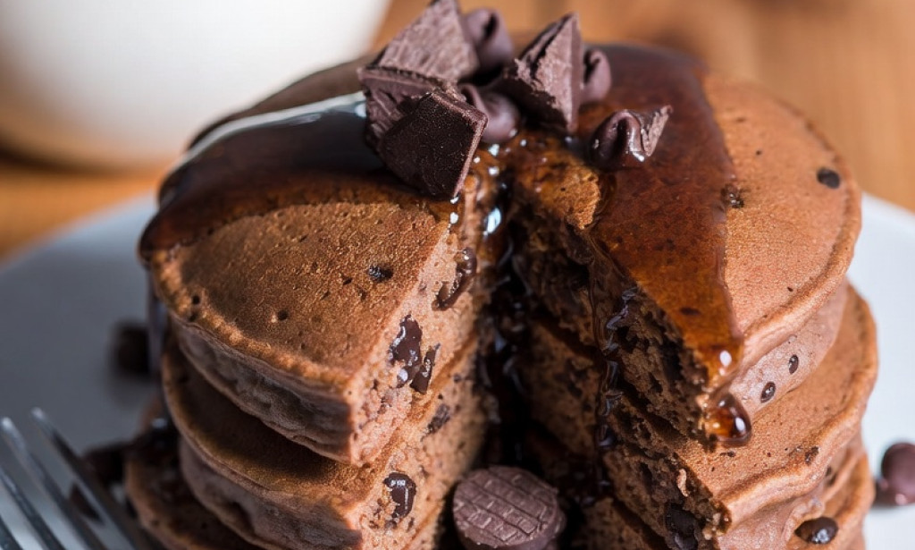 La receta de panqueques de chocolate sin huevo, bien esponjosos y fáciles 🥞🍫 (rinde para 4 personas)